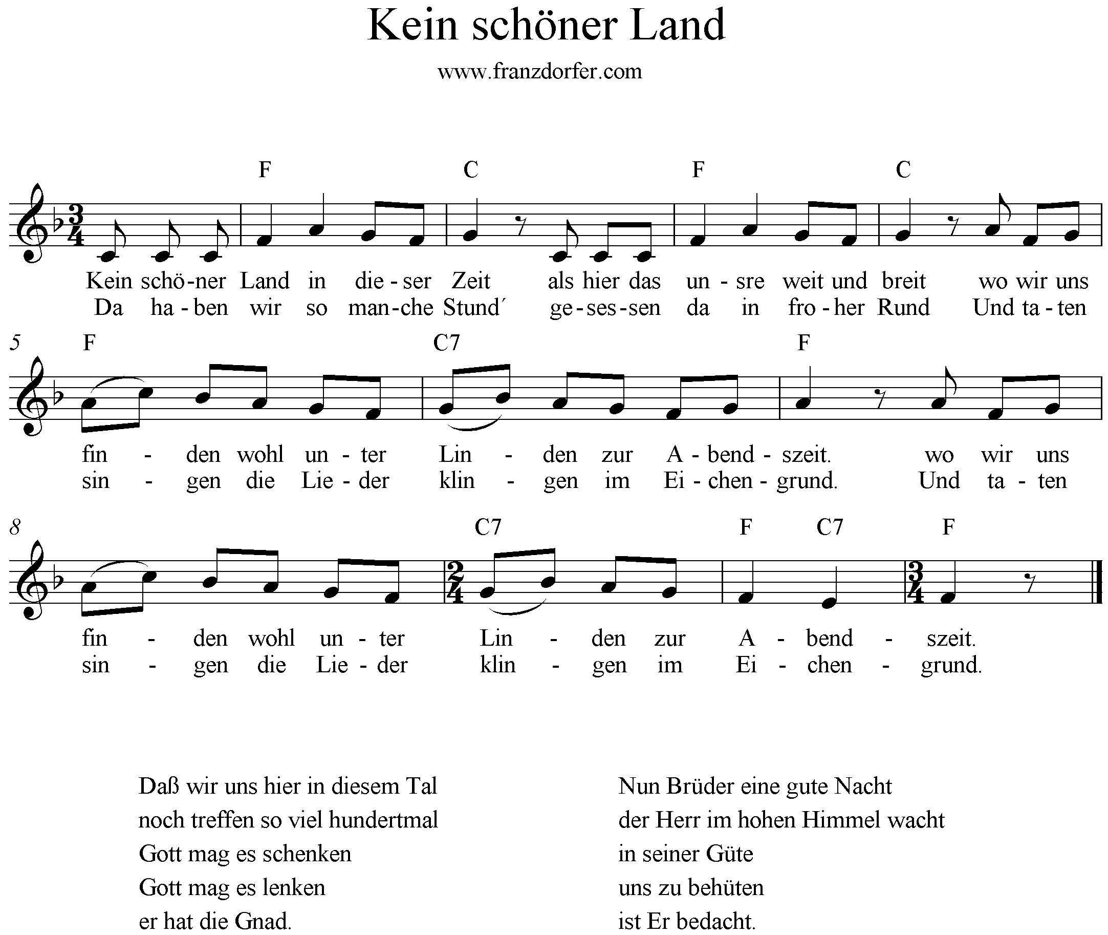 Noten Kein scöner Land